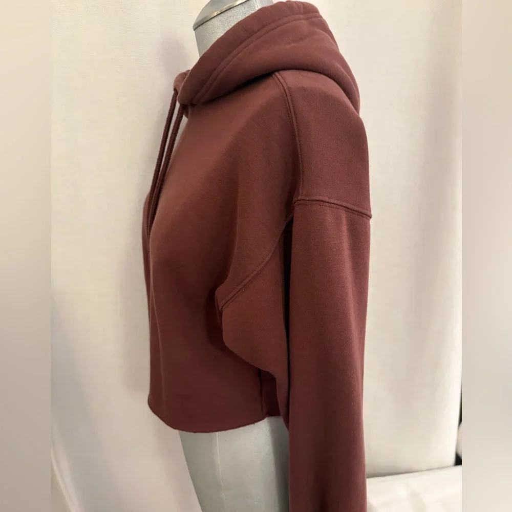 Fabletics Cozy Fleece Cropped Hoodie Chocolate Brown Oversized XS (Fits S) NWOT - Picture 9 of 12